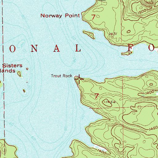 Topographic Map of Trout Rock, MN
