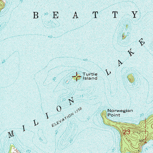 Topographic Map of Turtle Island, MN