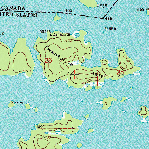 Topographic Map of Twentyfive Island, MN