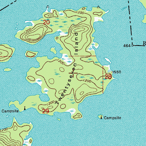 Topographic Map of Twentyseven Island, MN