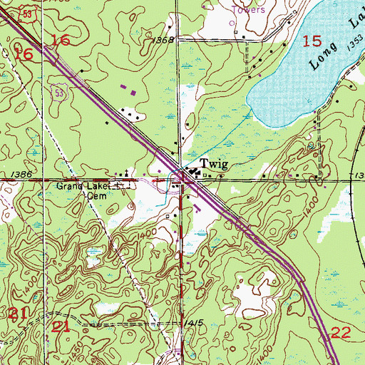 Topographic Map of Twig, MN