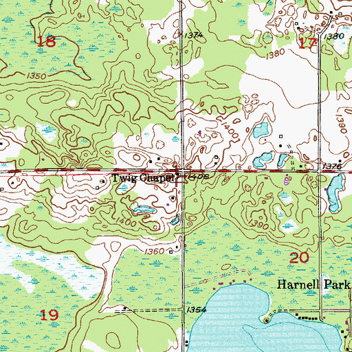 Topographic Map of Twig Chapel, MN