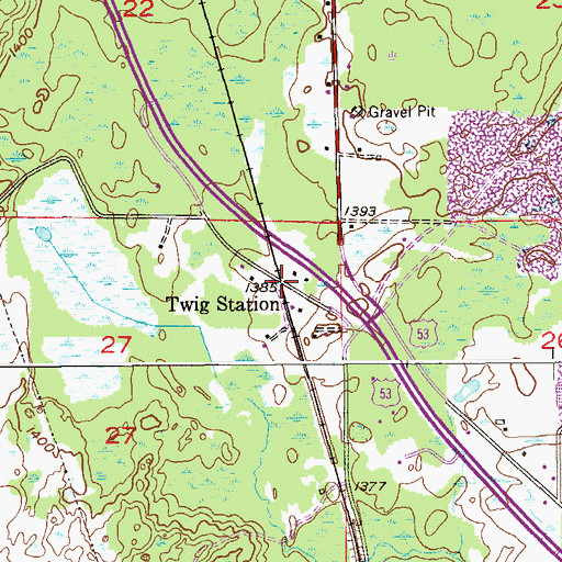 Topographic Map of Twig Station, MN