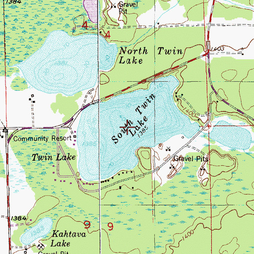 Topographic Map of South Twin Lake, MN