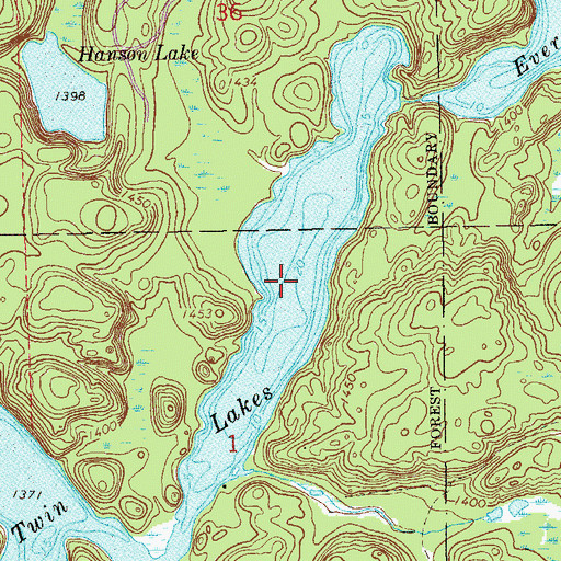 Topographic Map of Twin Lakes, MN