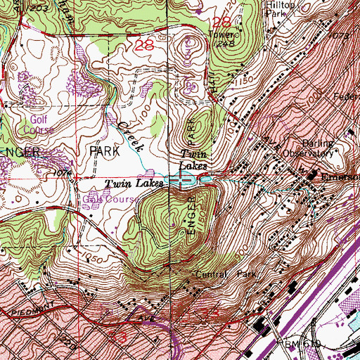Topographic Map of Twin Lakes, MN