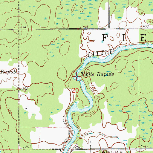 Topographic Map of Twite Rapids, MN