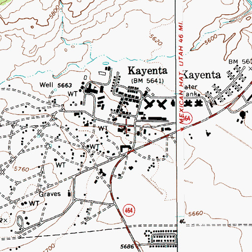 Topographic Map of Kayenta, AZ