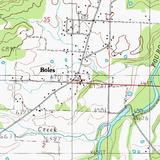 Topographic Map of Boles School (historical), AR
