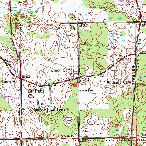 Topographic Map of Union Cemetery, MN