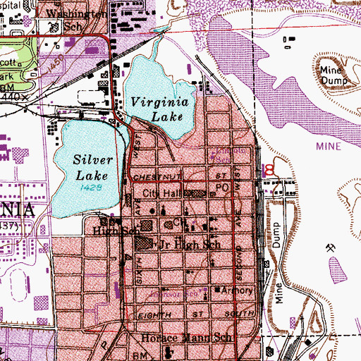 Topographic Map of Virginia, MN