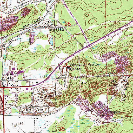 Topographic Map of Voyageur Vistor Center, MN