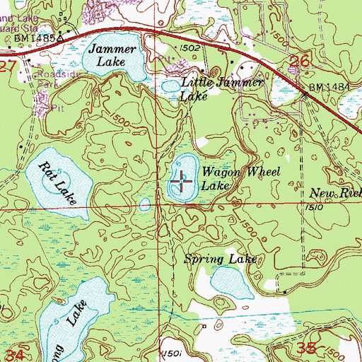 Topographic Map of Wagon Wheel Lake, MN