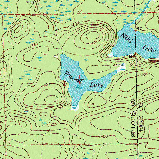 Topographic Map of Wagosh Lake, MN