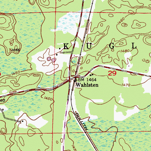 Topographic Map of Wahlsten, MN