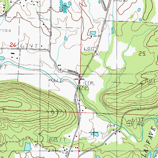 Topographic Map of Buffalo Cemetery, AR