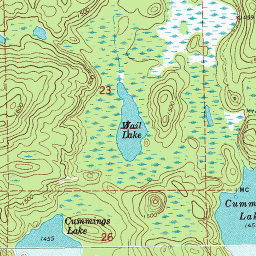 Topographic Map of Wail Lake, MN