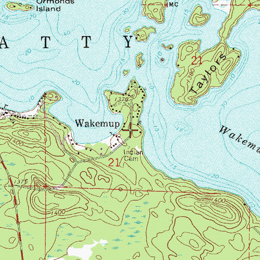 Topographic Map of Wakemup, MN