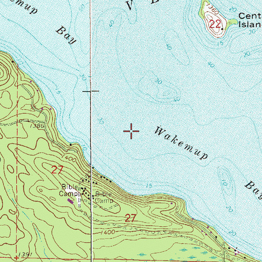 Topographic Map of Wakemup Bay, MN