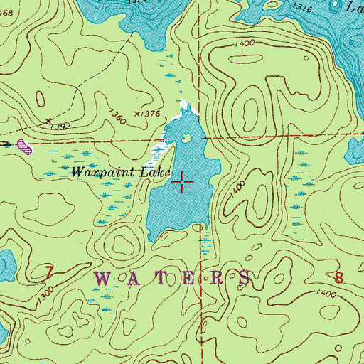 Topographic Map of Warpaint Lake, MN