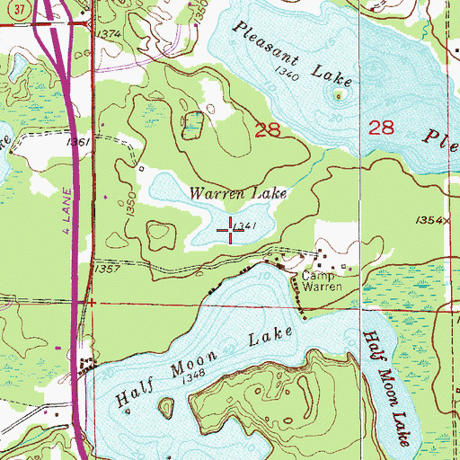 Topographic Map of Warren Lake, MN