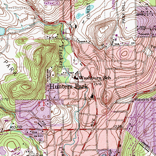 Topographic Map of Washburn School, MN
