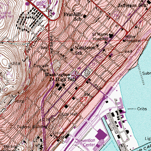 Topographic Map of Washington Junior High School, MN