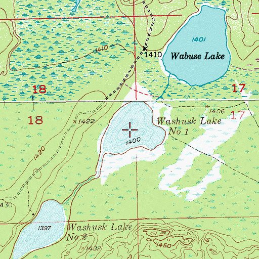 Topographic Map of Washusk Lake Number One, MN