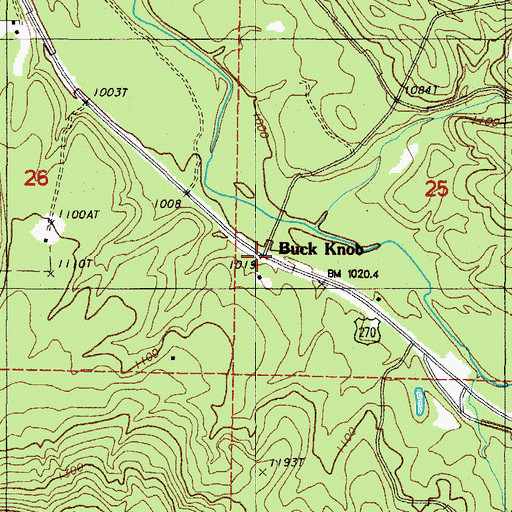 Topographic Map of Buck Knob, AR