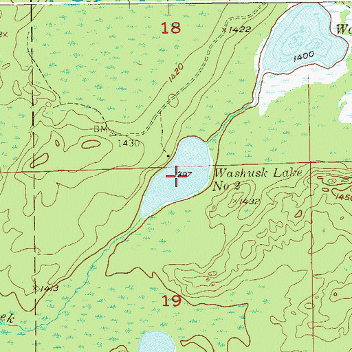 Topographic Map of Washusk Lake Number Two, MN