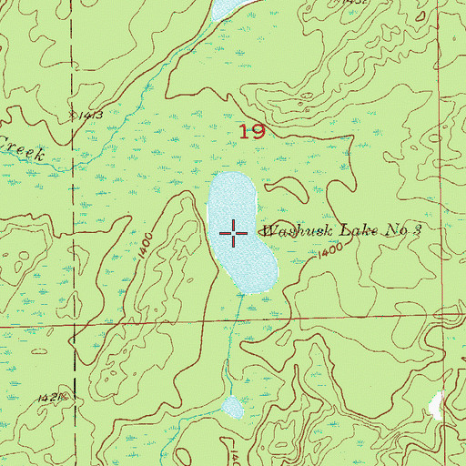 Topographic Map of Washusk Lake Number Three, MN