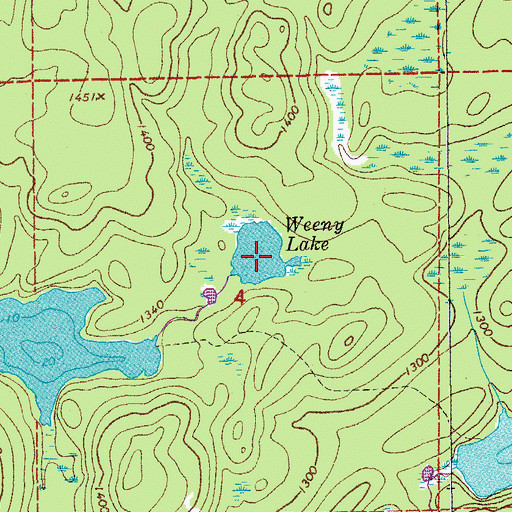 Topographic Map of Weeny Lake, MN