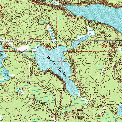 Topographic Map of Weir Lake, MN