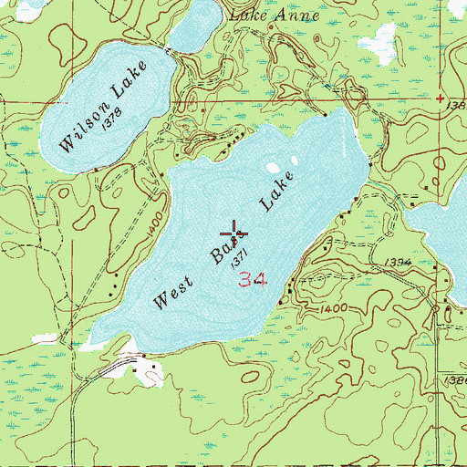 Topographic Map of West Bass Lake, MN