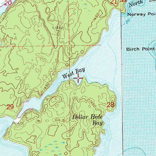 Topographic Map of West Bay, MN