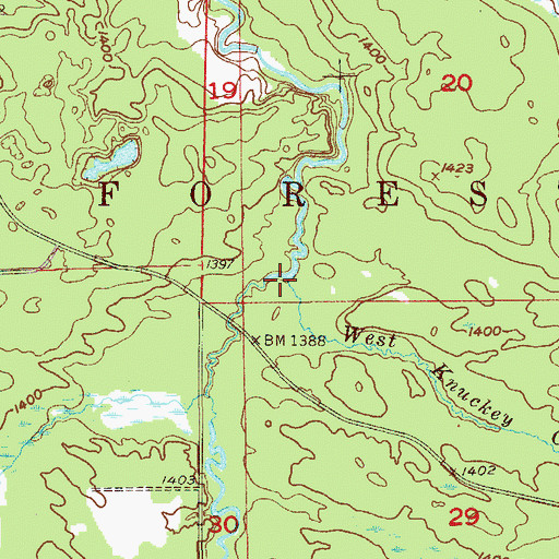 Topographic Map of West Knuckey Creek, MN