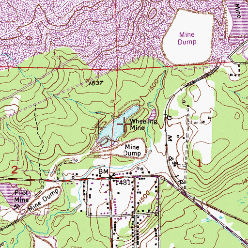 Topographic Map of Wheeling Mine, MN