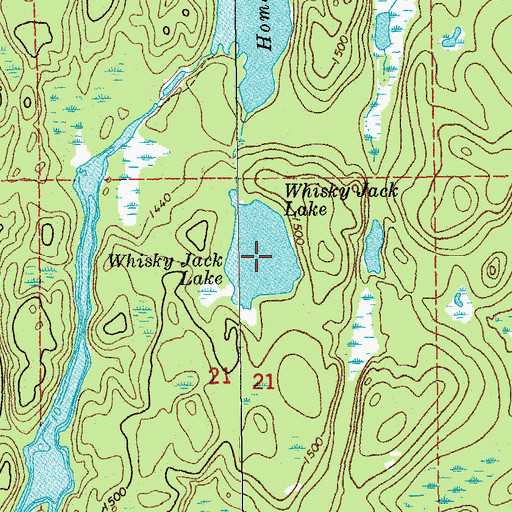 Topographic Map of Whisky Jack Lake, MN