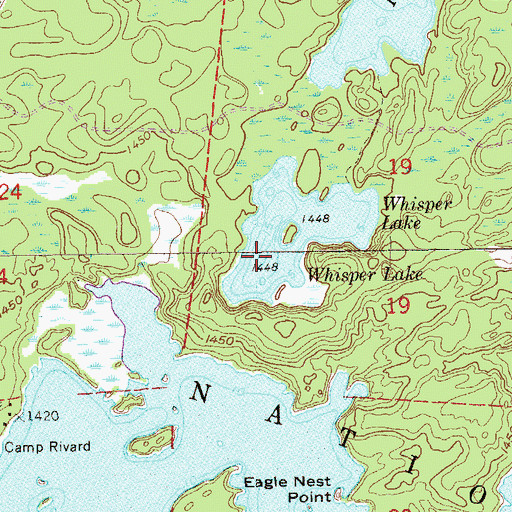 Topographic Map of Whisper Lake, MN