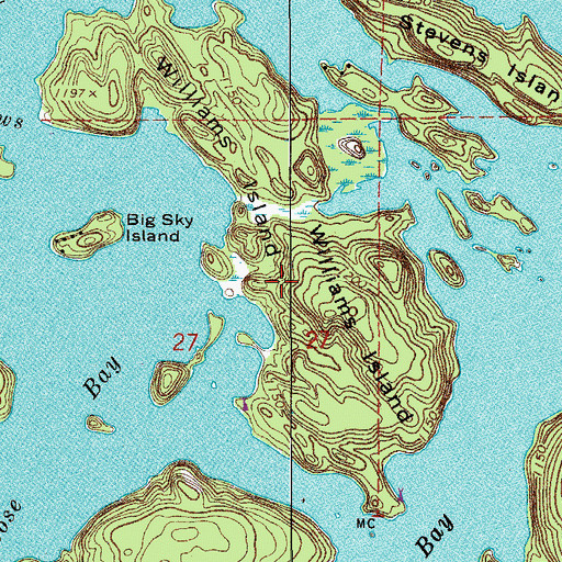 Topographic Map of Williams Island, MN
