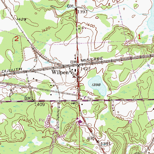 Topographic Map of Wilpen, MN