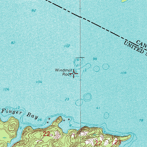 Topographic Map of Windmill Rock, MN