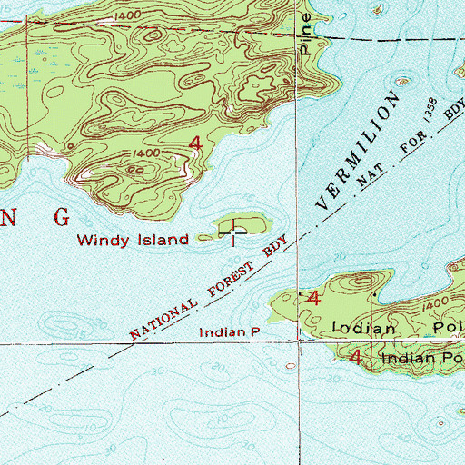 Topographic Map of Windy Island, MN