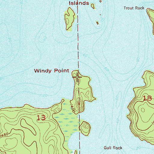 Topographic Map of Windy Point, MN