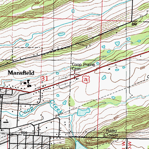 Topographic Map of Coop Prairie Valley School (historical), AR