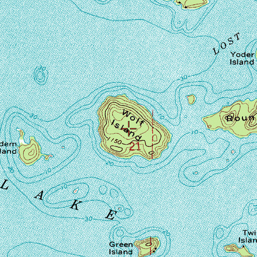 Topographic Map of Wolf Island, MN