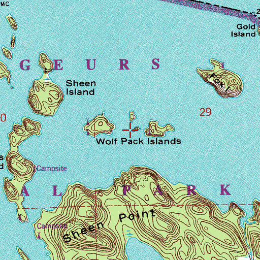 Topographic Map of Wolf Pack Islands, MN