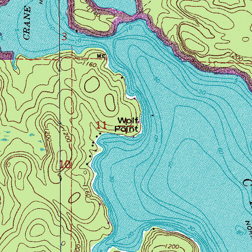 Topographic Map of Wolf Point, MN