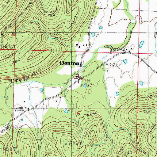 Topographic Map of Denton, AR