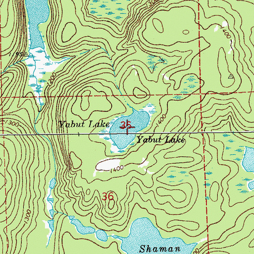 Topographic Map of Yabut Lake, MN